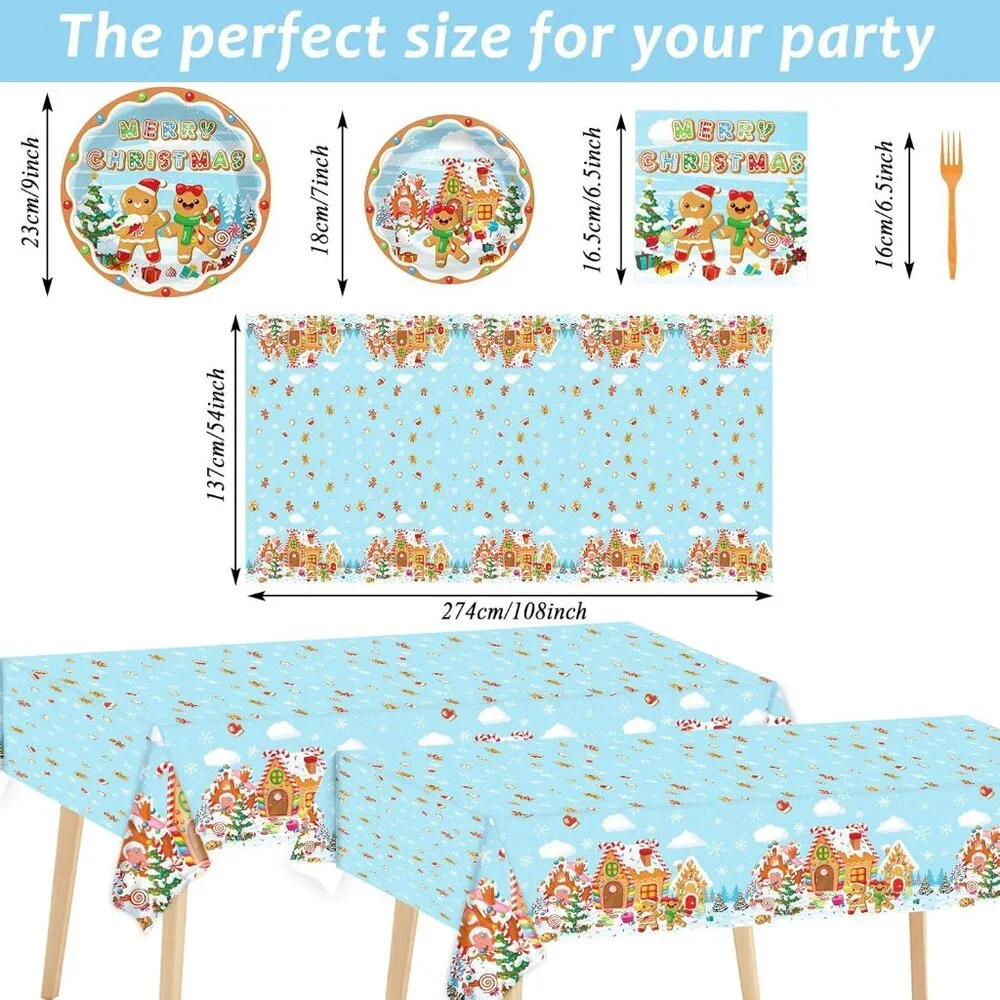 Cute Gingerbread Christmas Tableware Complete for 24 Guests' Delightful Dining